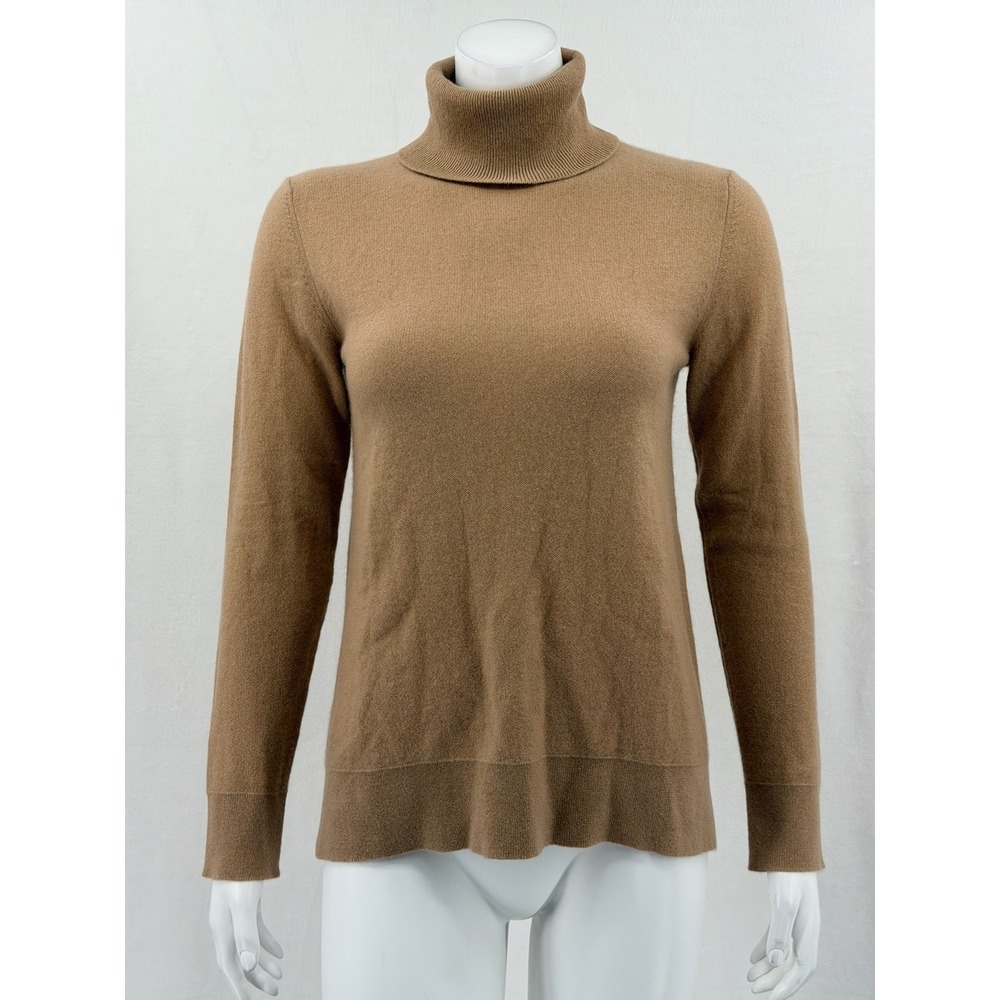 Neiman Marcus Sweater Womens Medium Tan Cashmere Knit‎ Turtleneck Quiet Luxury